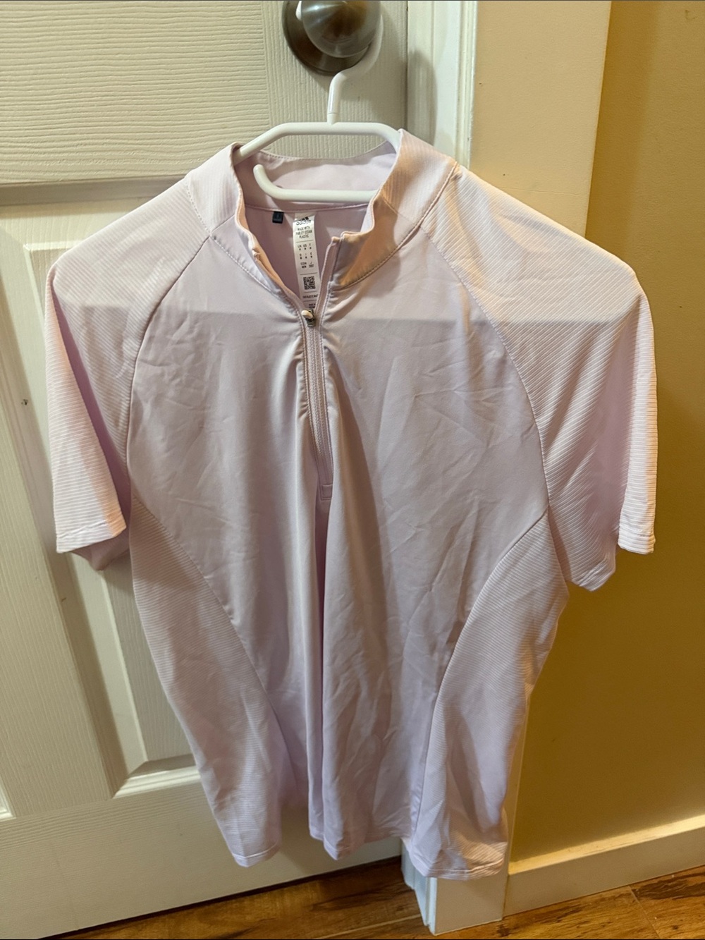 adidas Light Pink Short Sleeve Zip Polo